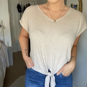 Tan knotted t-shirt